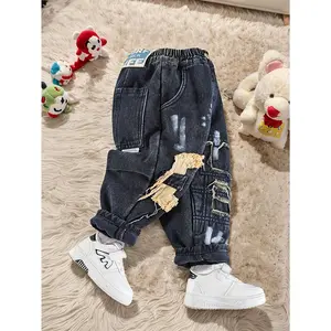 Boys' Winter Thickened Fleece-Lined Denim Pants Are Suitable for Everyday Home And Outdoor Wear