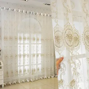 Vintage Floral Embroidered Curtain Blinds, Minimalist Style Semi-Transparent Window Covering, Ideal for Ramadan & Festival Decor, Home Decoration Curtain, Curtains And Nettings