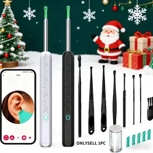 1pc Ear Wax Removal Tool with Camera - Portable Type-C Rechargeable Earbuds, Endoscope with high-Definition Camera, 360 ° Wide-Angle Ear Scoop Tool Set (Black)