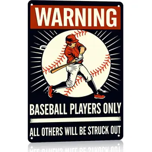 Baseball Decor For Boys Room Players Only Sign Gifts For Boys 8-12 Baseball Accessories For Kids Cool Baseball Stuff Decorations For Home Sports Decor For Boy Bedroom Baseball Metal Aluminum Signs 8x12 In