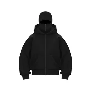 Men and women Balaclava K Gothic Harajuku winter new item double hooded sweatshirt men's hooded mask zipper sportswear