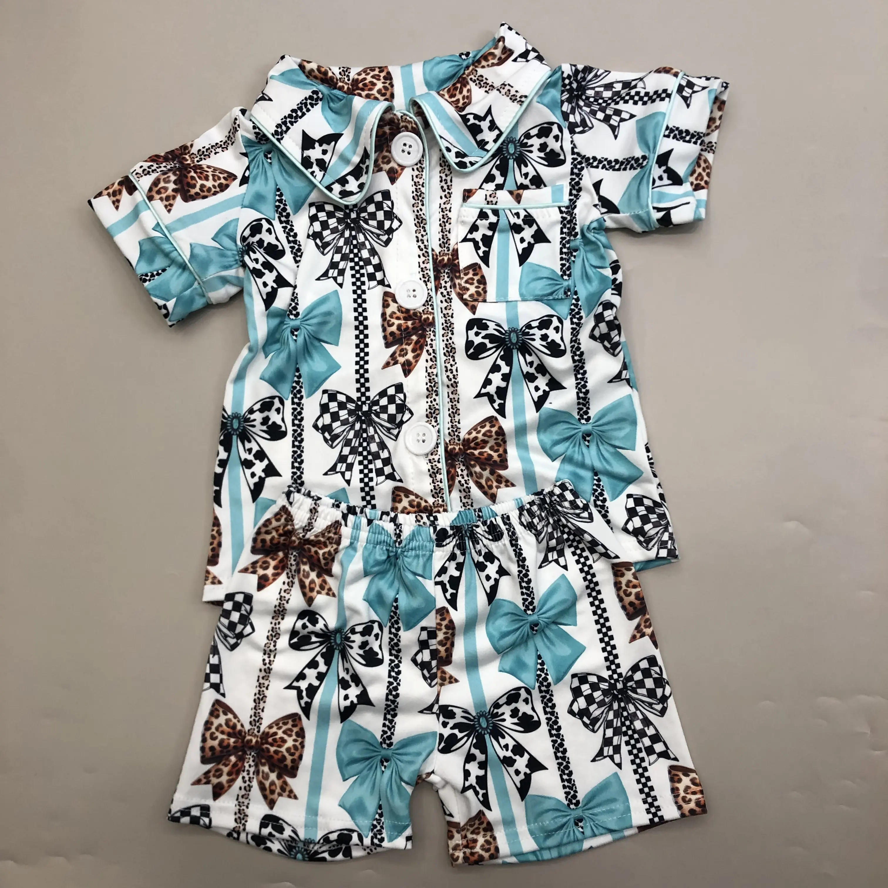girl summer pajamas set bow girl summer sleepwear summer clothing set