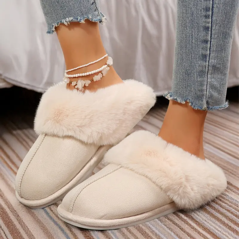 Women's Slippers Light Warm Slip-on Bedroom House Shoes Suede Cozy Plush Breathable Snow Indoor Outdoor Springfresh