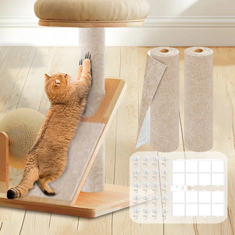 2PCS 39.4"x15.8" Self-Adhesive Cat Scratch Mats – Trimmable DIY Cat Scratcher Pads for Couch, Wall, Doors Furniture Protection, Durable Anti-Scratch Cover for Cat Towers Replacement Pads