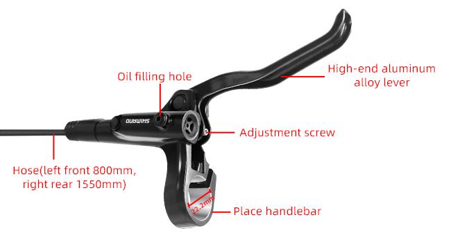 MT200 MTB Hydraulic Disc Brakes Set Left Front 800mm Rear 1550mm MTB Brake