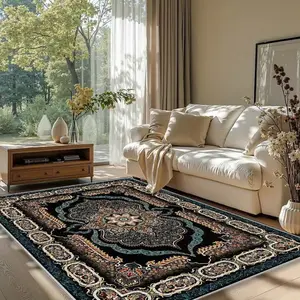1 PC Bohemian-patterned area rug, easy-to-clean foldable indoor printed floor mat, soft and durable machine-washable carpet, suitable for living rooms, bedrooms, dining rooms, hallways, offices, home decor rug.