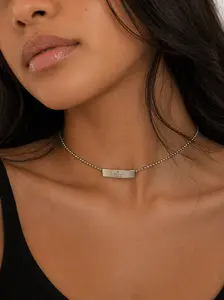 Pre-owned Gucci Sterling Silver Logo Plate Ball Choker Necklace