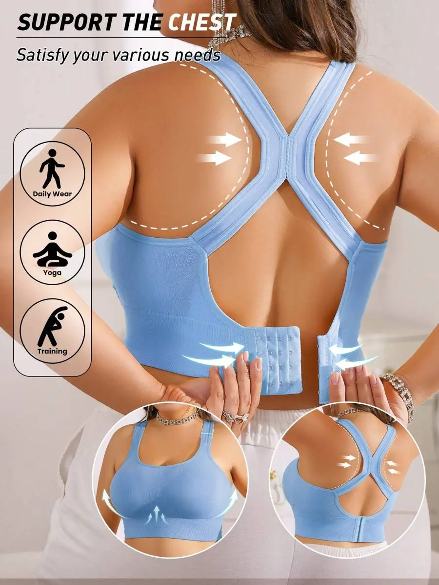 Bra Women Sports Yoga Bra - Gather, Shock Absorption, No Sagging,, Wireless, Breathable