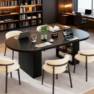 Jocoevol A round-arc-shaped dining table with three layers of storage and four legs assembled together, featuring a tabletop.
