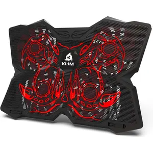 KLIM Wind Laptop Cooling Pad - More Than 500,000 Units Sold - New - Action Laptop - Laptop Stand with 4 Cooling Fans - 2 USB Ports - PC Mac PS5 PS4 Xbox One - Red