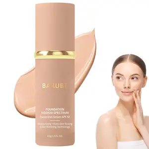 BARUBT-Foundation 4 in 1 Liquid Foundation, 4 in 1 foundation Liquid - Hydrating Medium Full Coverage Concealer with SPF 50+, Inspired Longwearing & Waterproof Makeup 1.4 oz