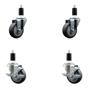 Service Caster SCC-EX20S3514-TPRB-2-TLB-2-138 Thermoplastic Rubber Swivel Expanding Stem Caster with 3.5 in. Gray Wheels & 1.38 in. Stems - Set of 4