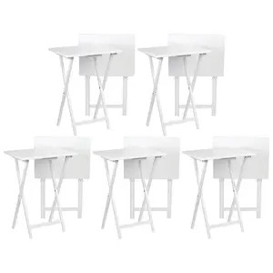 PJ Wood Portable Folding TV Snack Tray Table Desk Stand, White (10 Piece Set)