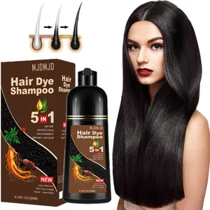 MJDMJD Hair Dye Care Christmas Gift Black Hair Dye Shampoo,Quick Acting Hair Dye,Efficiently Covers White Hair,5 in 1,Containing Ginger And Ginseng Extract,Simple And Easy to Use - Suitable for All Hair Types,200 ML Natural Ingredients Haircare