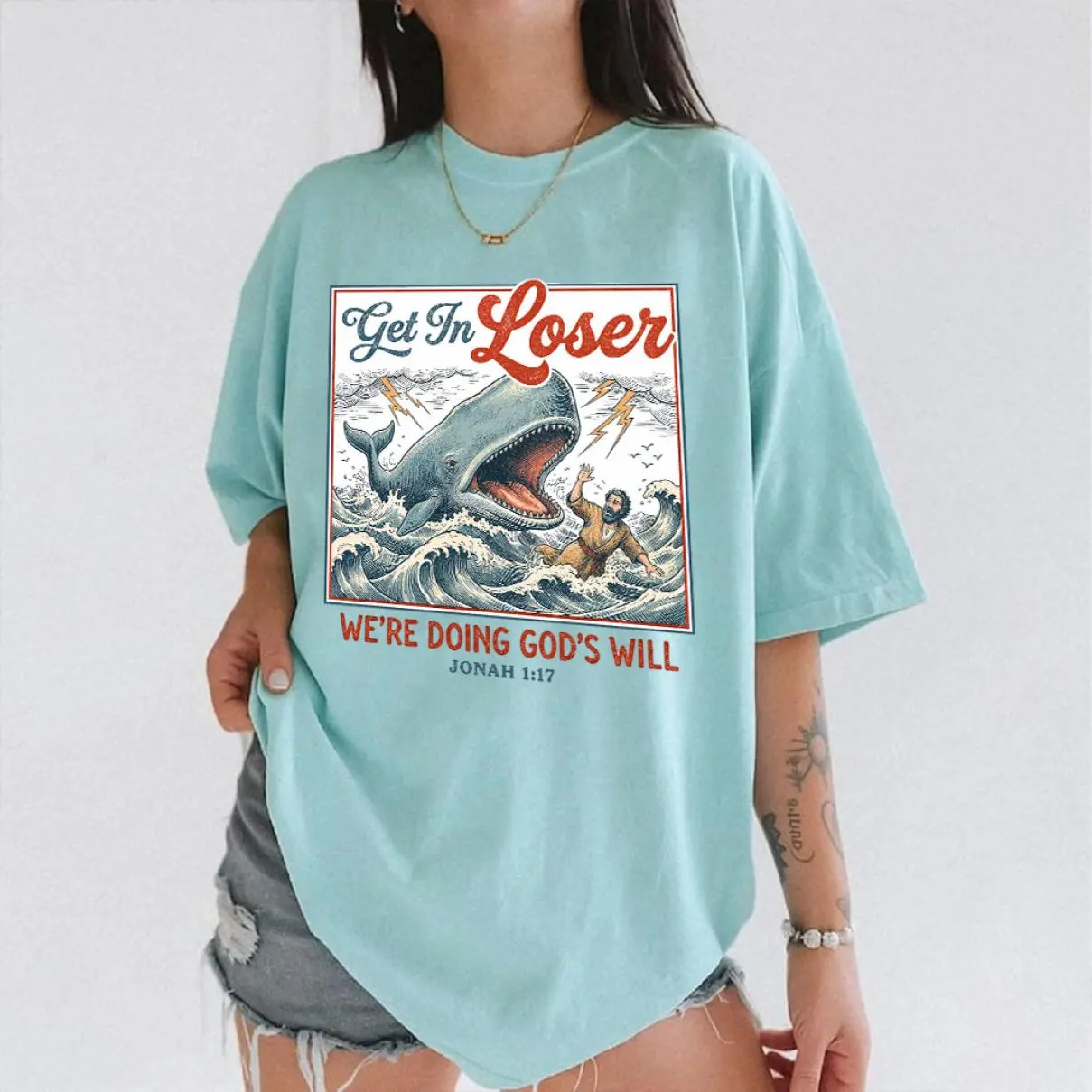 Comfort Colors Funny Christian Shirt Get In Loser We_re Doing God_s Will Jonah 117 Bible Humor Tee Vintage Religious Gift, Go-To Outfit, No Thinking Needed, Gift For Him, Gift For Her