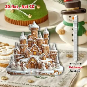 Bohemian Gingerbread House Table Decor, Decorative Ornament, Winter Wonderland Decoration with Snow-Covered Roof, Christmas Party Holiday Home Decor