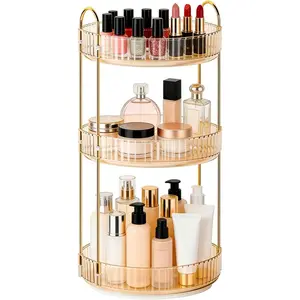360 Rotating Makeup Organizer for , 3 Tier Perfume Skincare Organizers and Storage for Bathroom Countertop, Large Capacity Clear Spinning Counter  Holder for Dresser,