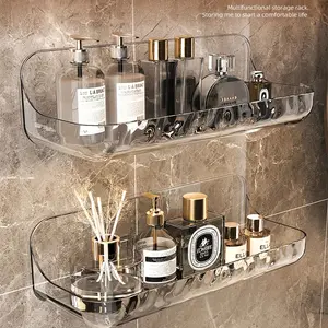 Transparent Acrylic Wall Shelf Floating Cosmetics Storage Rack (Large)