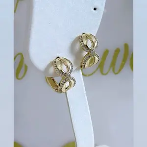 Infinity Design Hoop Earrings #08110-14k Laminated Gold Hypoallergenic 3 Layers Protection Daily Use High Quality