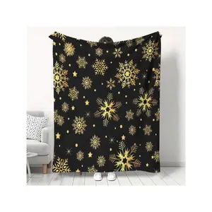 Christmas Black Background Glow-In-The-Dark Snowflake Print Soft Air Conditioning Nap Blanket, Suitable For Sofa, Office, Bed, Camping, And Travel - All-Season Multi-Purpose Gift Blanket-30*40in