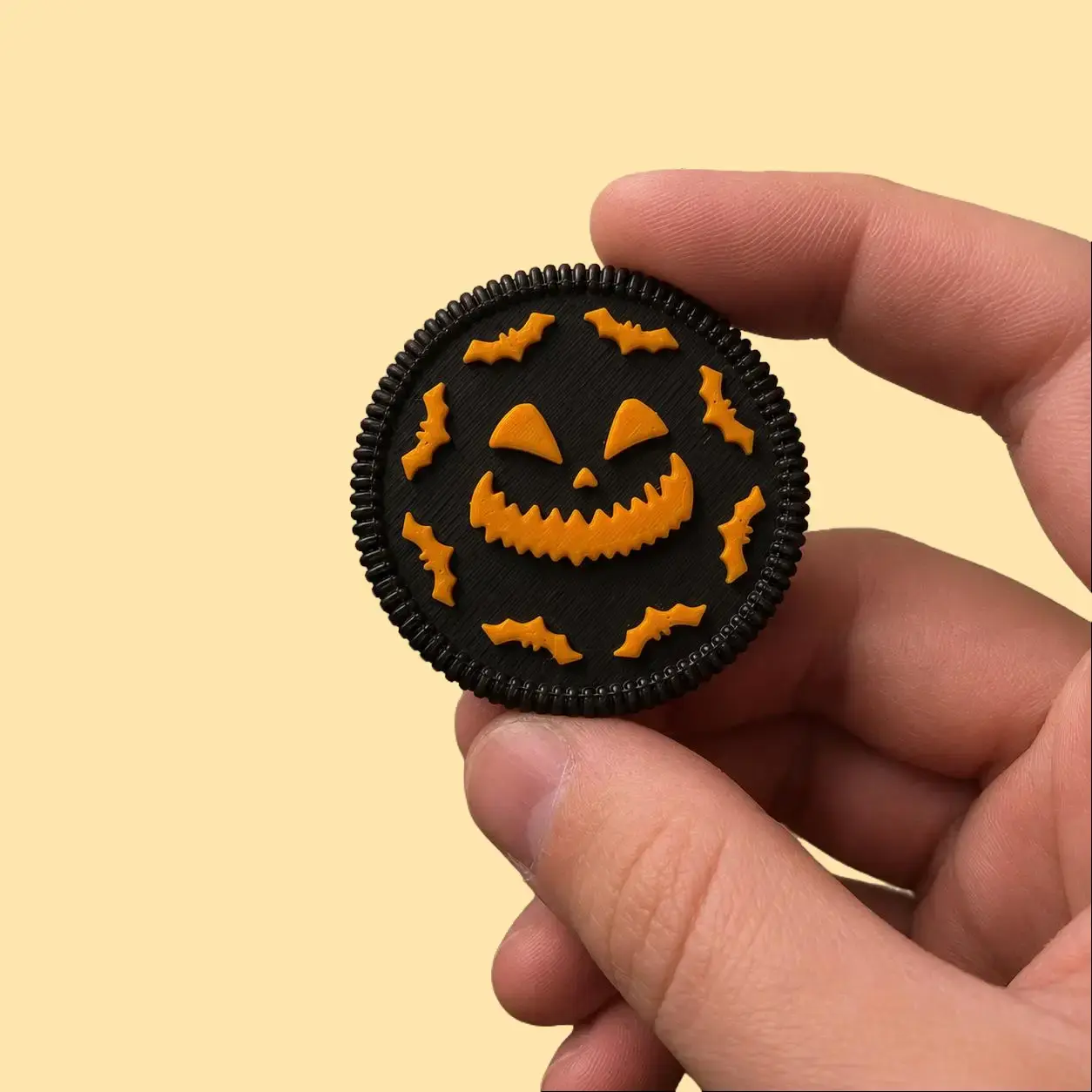 Halloween Cookie Fidget Slider Toy - 3D Printed Unisex Stress Relief Toy with Spooky Colors, Satisfying Sliding Fidget for Adults & Ages 9+, Compact Stress Reliever