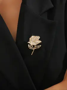 Elegant Rhinestone Rose Brooch Pin, Flower Brooch, Fashionable Jewelry Accessory for Women, Perfect Gift for Special Occasions