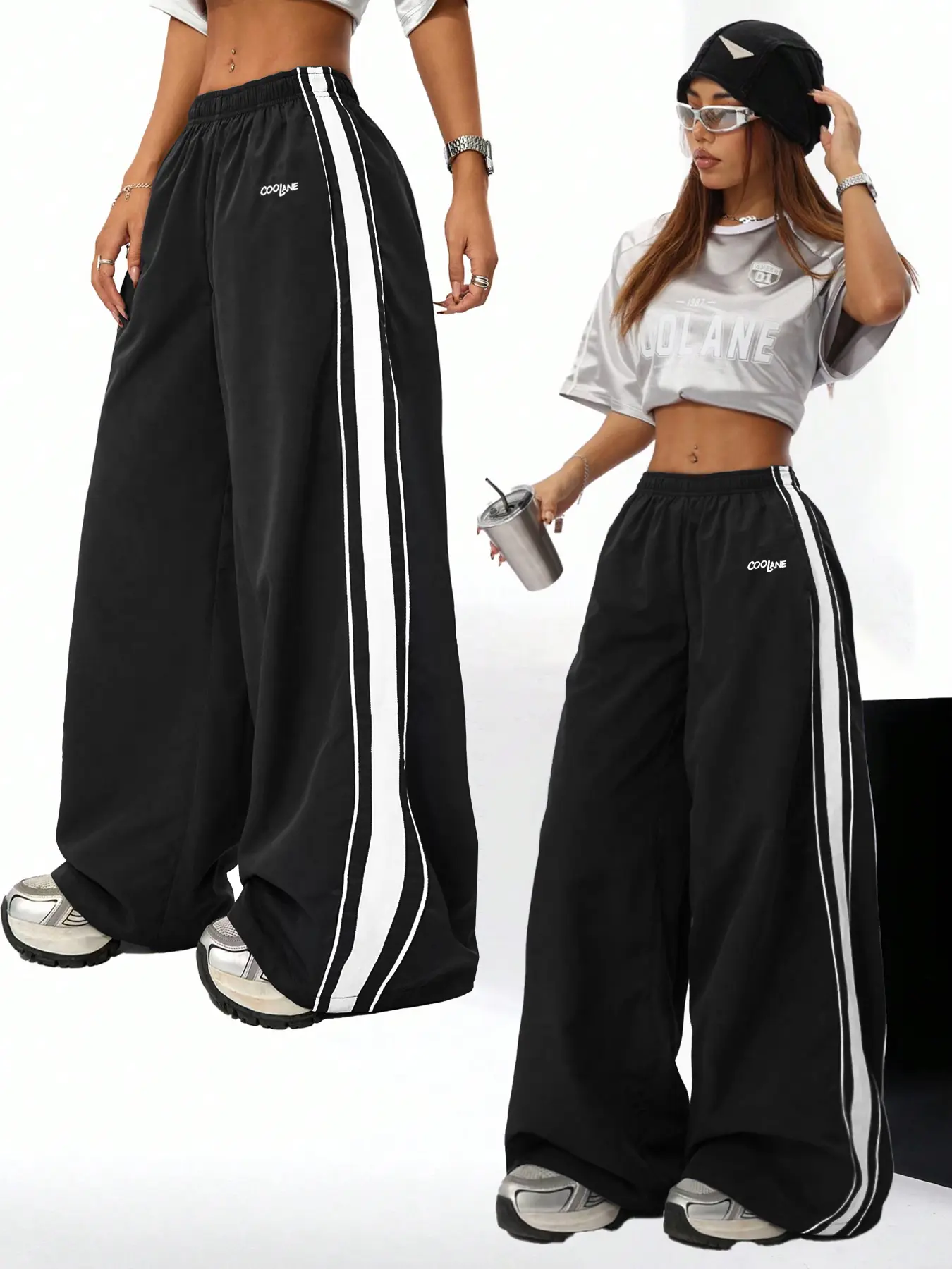 Women Loose Fitted Pants, Athleisure Casual Trousers, Casual Activewear Sportswear Elastic Drawstring Waist Straight Leg Color Block Design Daily Hiking Streetwear Outdoor Activities Spring Fall Winter Clothes