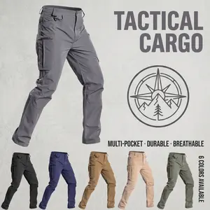Men’s multi-pocket tactical cargo pants with 3D patchwork at the knees, offering flexible movement without tightness. Durable, quick-drying, breathable fabric—ideal for outdoor hiking, mountaineering, and everyday commuting. Available in multiple colors.