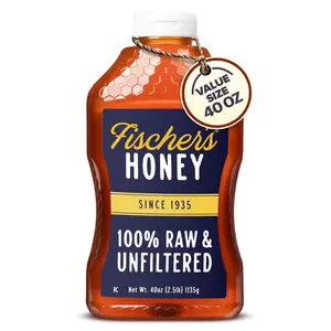 Fischer's 100% Pure, Raw & Unfiltered Honey, 40 oz – USA Made Honey – All-Natural Sweetener – Rich Flavor Profile, Packed with Nutrientsundefined