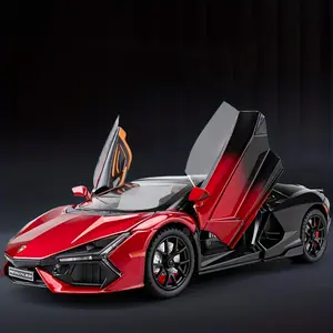 [Pull Back Toy Car] 1:24 Scale Zinc Alloy Pull Back Diecast Toy Car | Simulation Casting Car Model with s & Music - Toddlers Kids Children Birthday Gift Christmas Advent Calendar Building Kit make it mini baby food 100 Series Set Remote Contro Night Charm