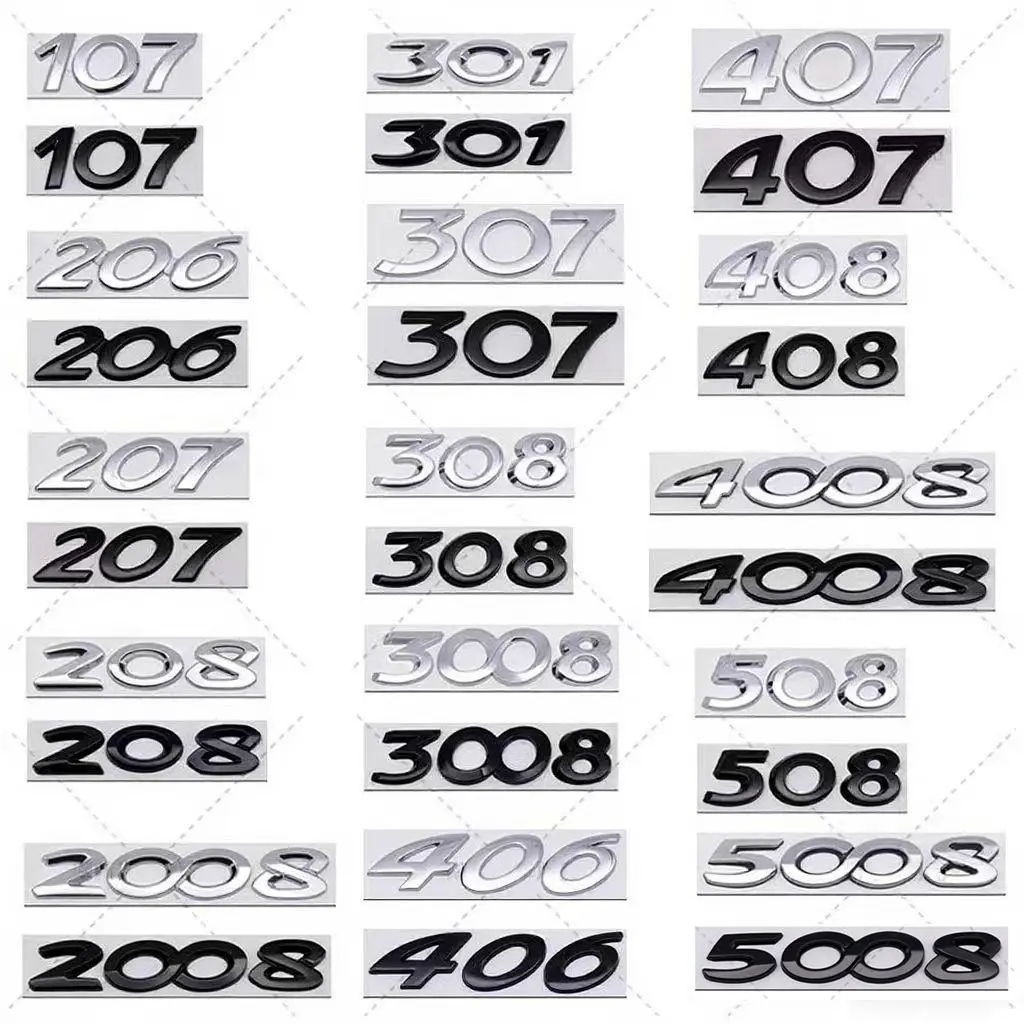Car Trunk Emblem Sticker Accessories For Peugeot 301 407 206 207 208 2008 301 307 308 3008 406 407 408 4008 508 5008 Rifter RCZ