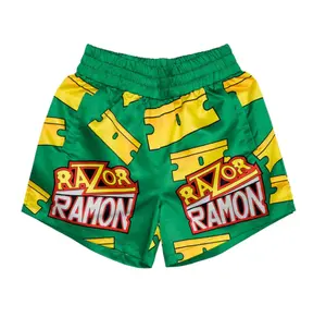 Razor Ramon Satin Arena Shorts Red And Green Unisex Sports Double-Layered Inner Shorts Full Print Drawstring Design Men Women Mesh Basketball Shorts 4 Pockets 5.5 Inseam