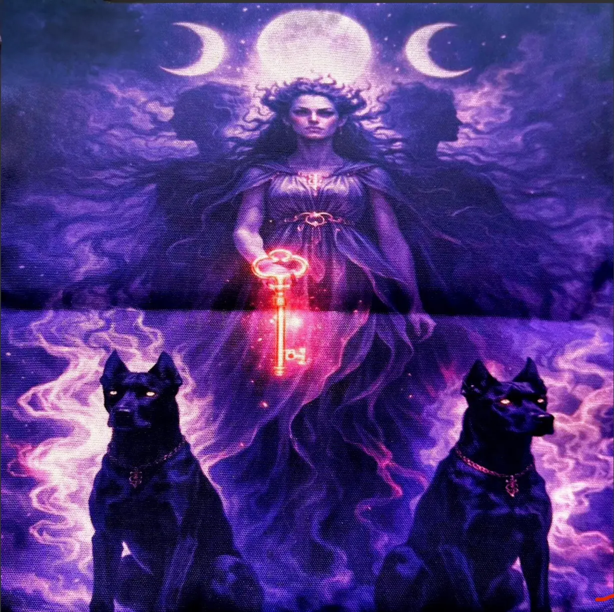 Triple Moon Goddess Hekate Altar Cloth