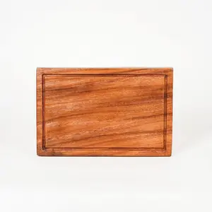 Small Acacia Wood Cutting Boards for Kitchen, 12 x 8 Inch Wooden Cutting Board with Juice Groove, Reversible Butcher Block Cutting Board for Meat and Veggies, Charcuterie