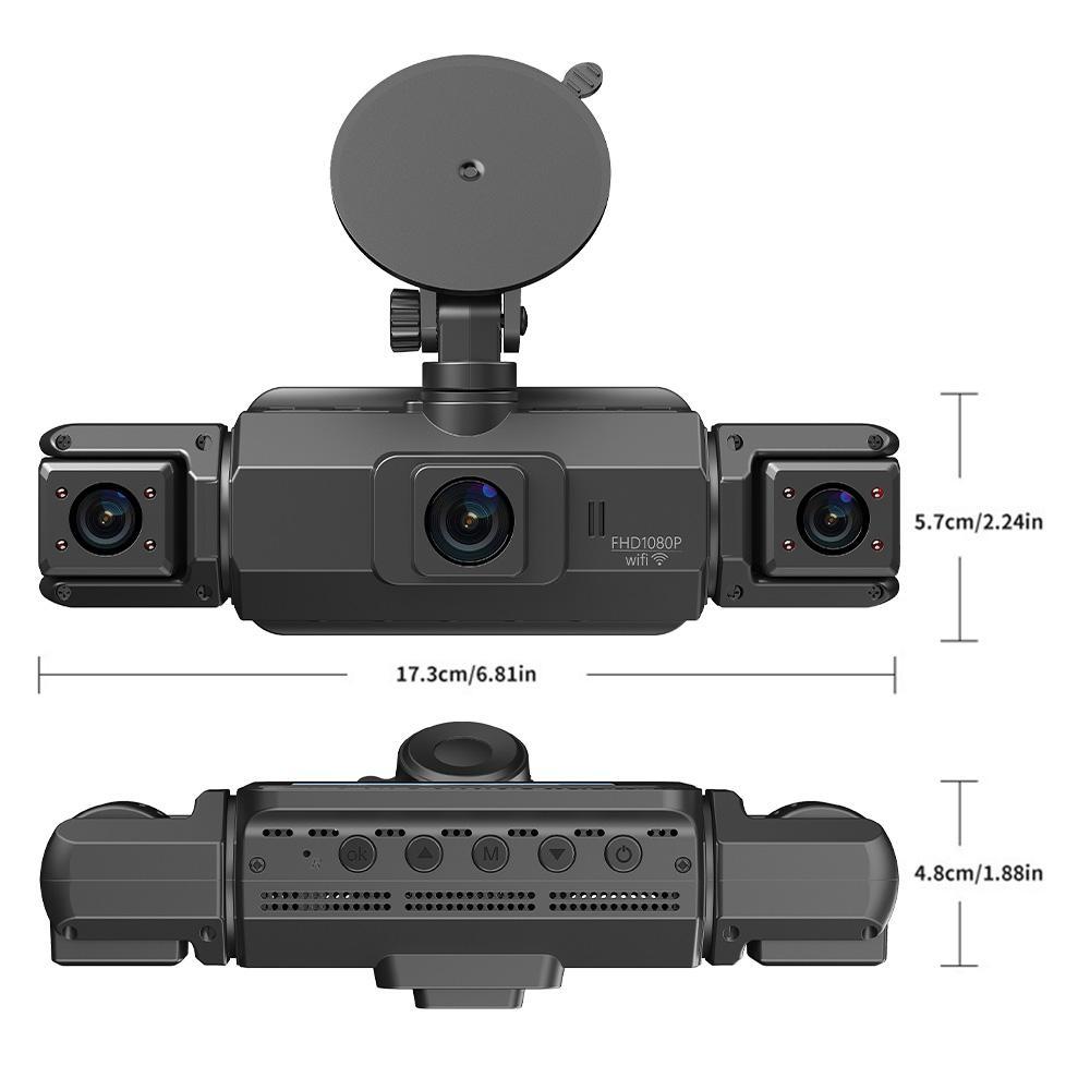 1080P 4 Channel Dash Cam WiFi, Quad Camera Car DVR with 64GB Card, 3.0" IPS Screen, OBD Power, Full View Recording