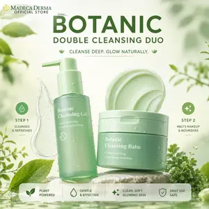 MADECA Double Cleansing Duo Botanic Cleansing Balm and Gel Skincare Kit Gentle Milky Cleanser Daily Derma