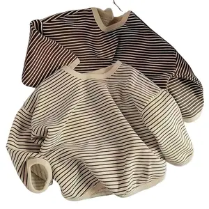 2pc Crewneck boys clothing-Striped Long-Sleeve T-Shirts Spring And Fall Wear Soft Fabric