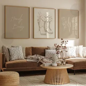 Cowgirl Print Set of 3, Howdy Baby, Flower Boots, Neutral Wall Art, Beige Western Printable Southern Girl Trendy Posters, Preppy