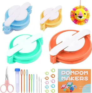 27 count Pom Pom Maker, 4 Size Pompom Maker Kit for Fluff Ball Weave, Crochet Knitting with Scissor and Instruction for Adult DIY Decoration Yarn Knitting Project