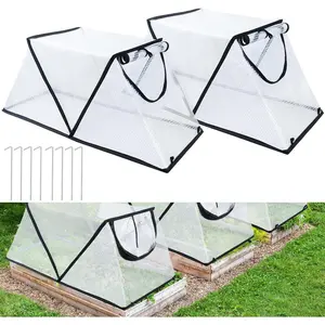 2Pack Garden Row Accelerator Plants Cover, Foldable Raised Garden Bed Cover with Zipper Door Waterproof Small Greenhouse Plant Cage Guard Protector for Vegetable Flower Fruits from Animals,31×13×14In