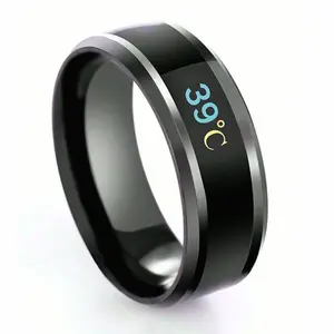 1PC Fashionable Men's Temperature Sensor Ring for Everyday Wear, Unique and Practical Jewerly Gift for Boyfriend/Husband, Trendy and Functional