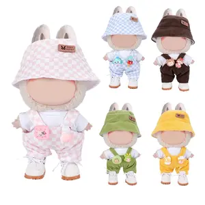 6.69inch Labubu Doll Clothes Set, Stylish Fisherman Hat Sweater Pants or Skirt for Bulabu Dolls, Adorable Accessories for Play & Display, doll clothing set