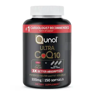 Qunol. Ultra CoQ10 100mg, 3X Better Absorption-Blood Pressure Control, Antioxidant for Vascular and Heart Health, Energy Production, 150 Softgels