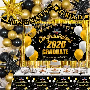 Graduation Decorations 2026, 71 count  Themed Set, Graduation Party Decoration with Confetti Foil Balloons, Congrats Grad Banner, Tablecloth Fringe Backdrop for College High School