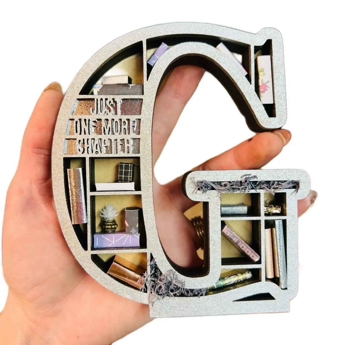 Handmade Wooden Miniature Alphabet Bookshelf - 5.5-6 in Tall, Customizable Decorative Letter Statue, Wood Letter Rack, Modern Home Decor Sculpture, Artistic Gift
