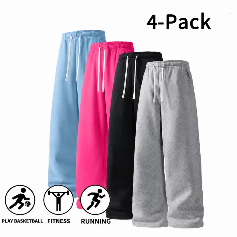 4 Pack Fall & Winter Styles Ultra Soft Wide Leg Sweatpants| Breathable athletic pants for basketball, running, and gym (optional 4 pack and 1 pack)|Y2K Pants|Urban Style Pants|Aesthetic Pants