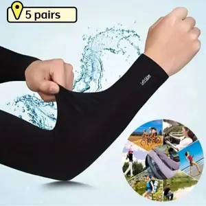 Breathable Cooling Arm Sleeves, Arm Compression Sleeves, 5 Pairs Stretchy Quick-dry Fabric for Sports & Daily Use, Unisex UV Protection for Outdoor Activities