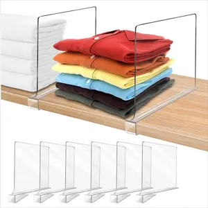 UFORU 6 Pack Closet Organizers and Storage, Clear Shelf Dividers, Vertical Purse Organizer for Closet Perfect for Sweater, Shirts, Handbags in Bedroom and Kitchen, Acrylic Bookshelf for Organization