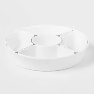 6pc Melamine 5-Section Serving Platter White - Threshold™: Divided Tray, Veggie & Serving Dish, BPA-Free, Dishwasher Safe