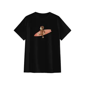 100% CottonCurious Georgee Surfing Graphic T-Shirt – Black/white Cotton Tee, Cute Cartoon Monkey Shirt, Unisex Casual Streetwear Top, unisex shirt, gift for her for him